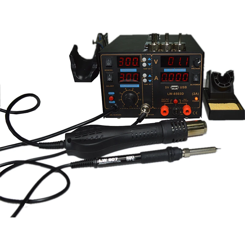 800W Digital Desoldering Station with LCD Display USB Interface Hot Air Gun DC Power Supply 3 in 1 Heat Solder Station