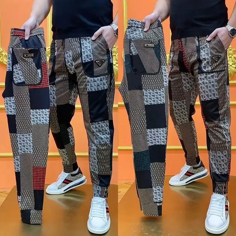 2026 Spring Splicing Casual Men's Fashion Small Foot Harlan Streetwear Jogger Men Clothing Military Trousers Track Pants