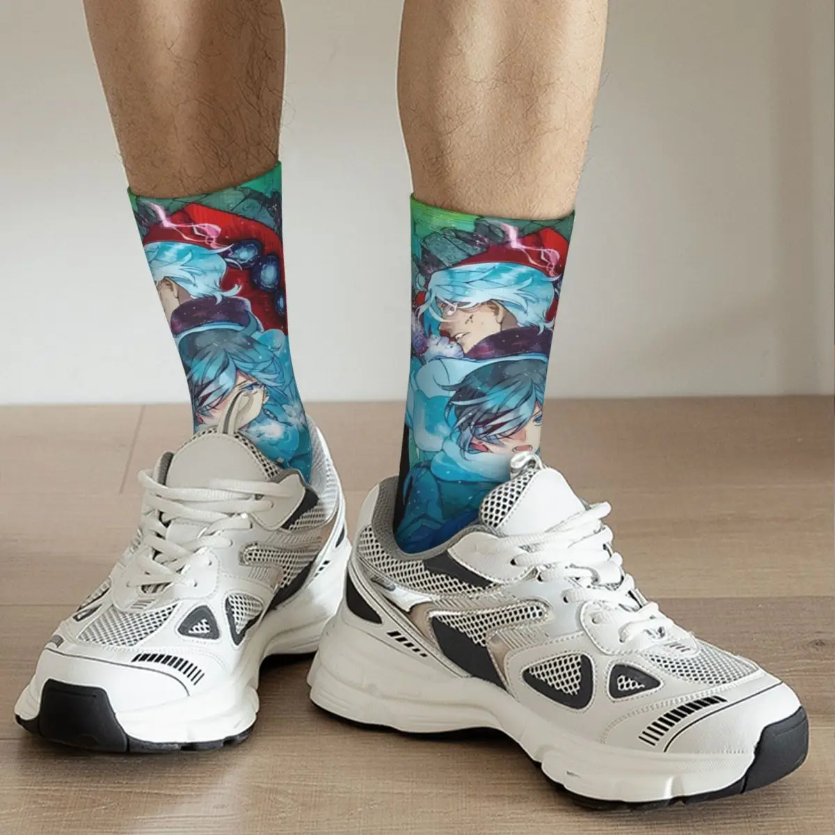 Hip Hop Retro Meias de compressão dos homens loucos Unisex O Estudo de Caso de Vanitas Harajuku Padrão Impresso Engraçado Tripulação Feliz Sock