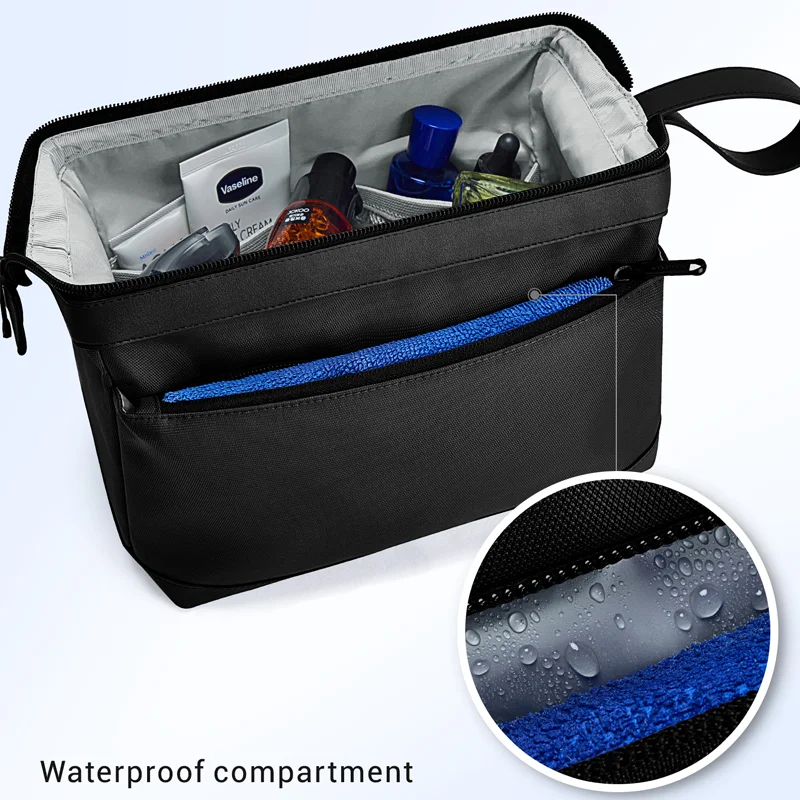 Borsa da toilette per uomo BAGSMART borsa da doccia da barba resistente all\'acqua di grande capacità per articoli da toeletta sportivi da viaggio