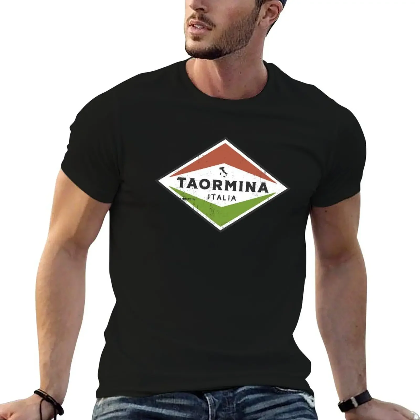 Vintage Taormina Italia T-Shirt anime figures sublime men workout shirt