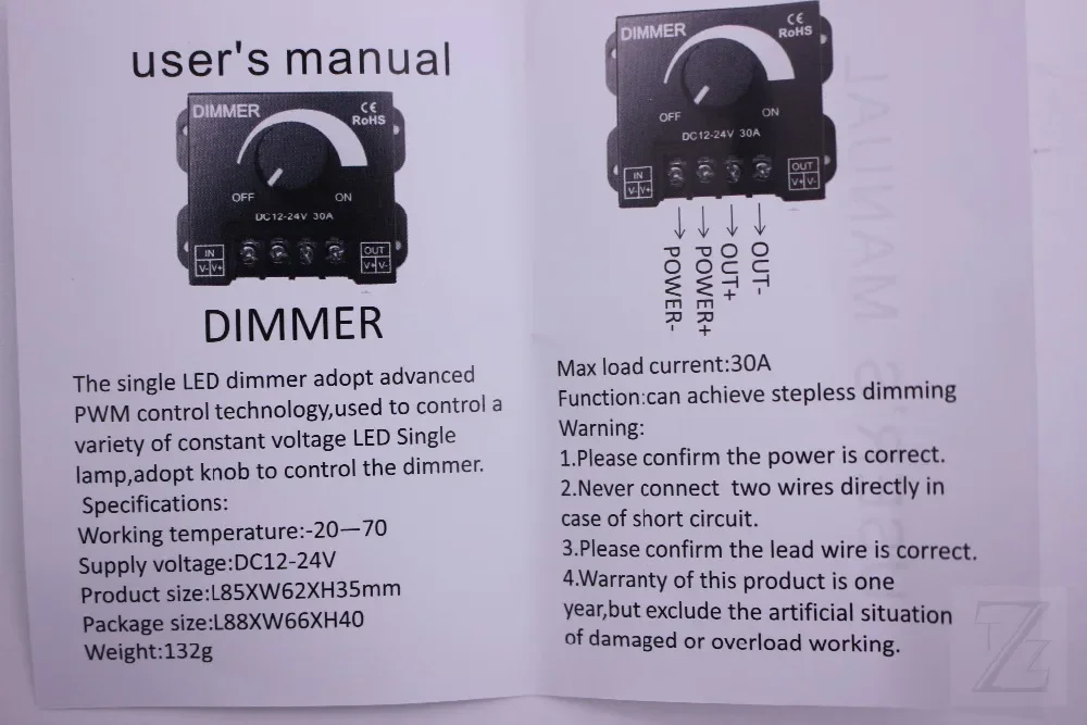 LED Dimmer DC 12V 24V 30A 360W Adjustable Brightness Lamp Strip Lamp Driver Single Color Light Power Controller