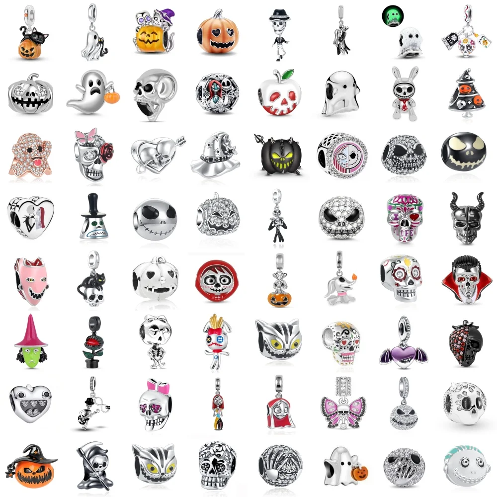 

Fashion 925 Silver Halloween series bead Ghost Skull Pendant pumpkin head Charm Fit Original Bracelet Man Women DIY Jewelry Gift