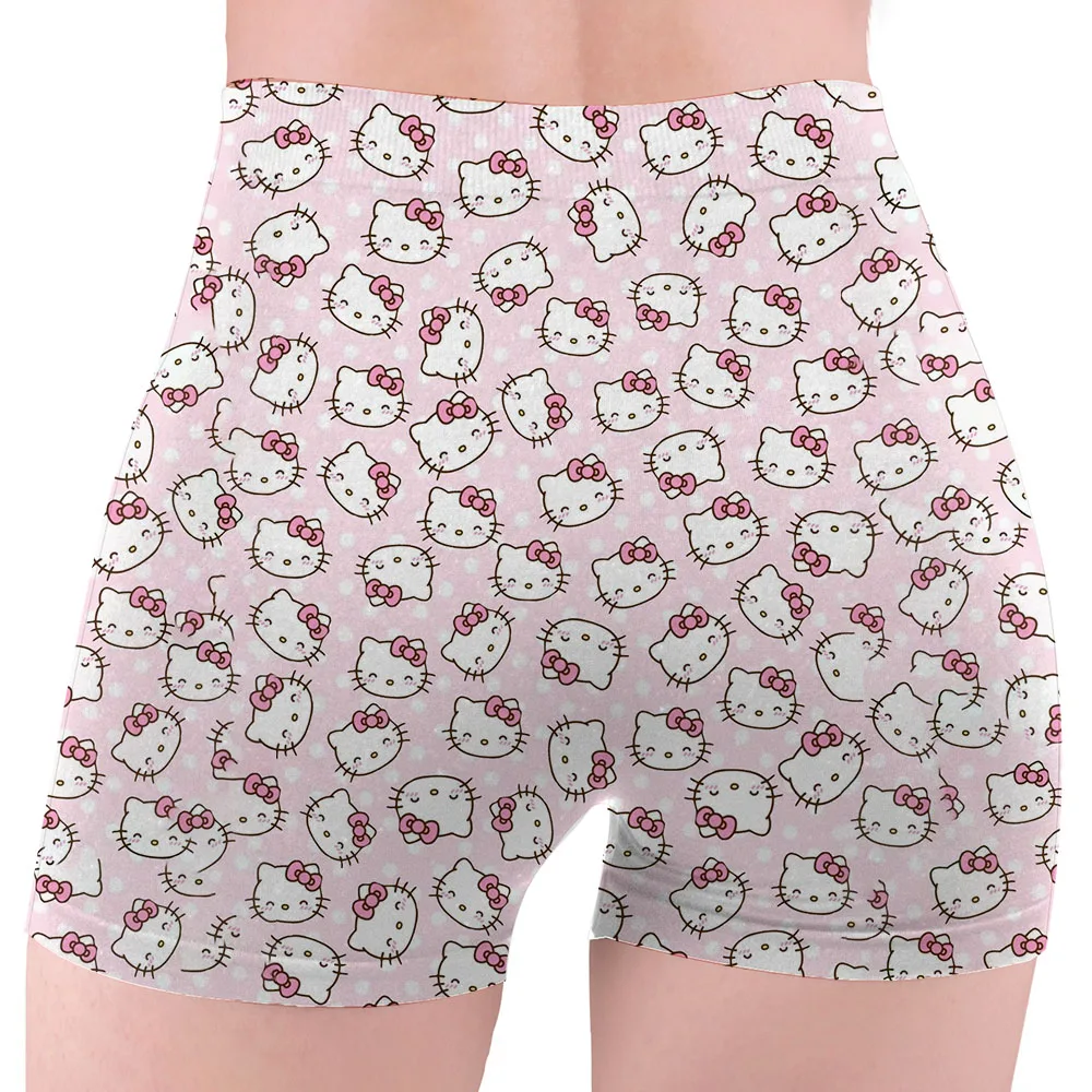Shorts de ioga para treino de desenho animado feminino personalizado Hello Kitty Academia Calções de corrida atléticos para motociclistas