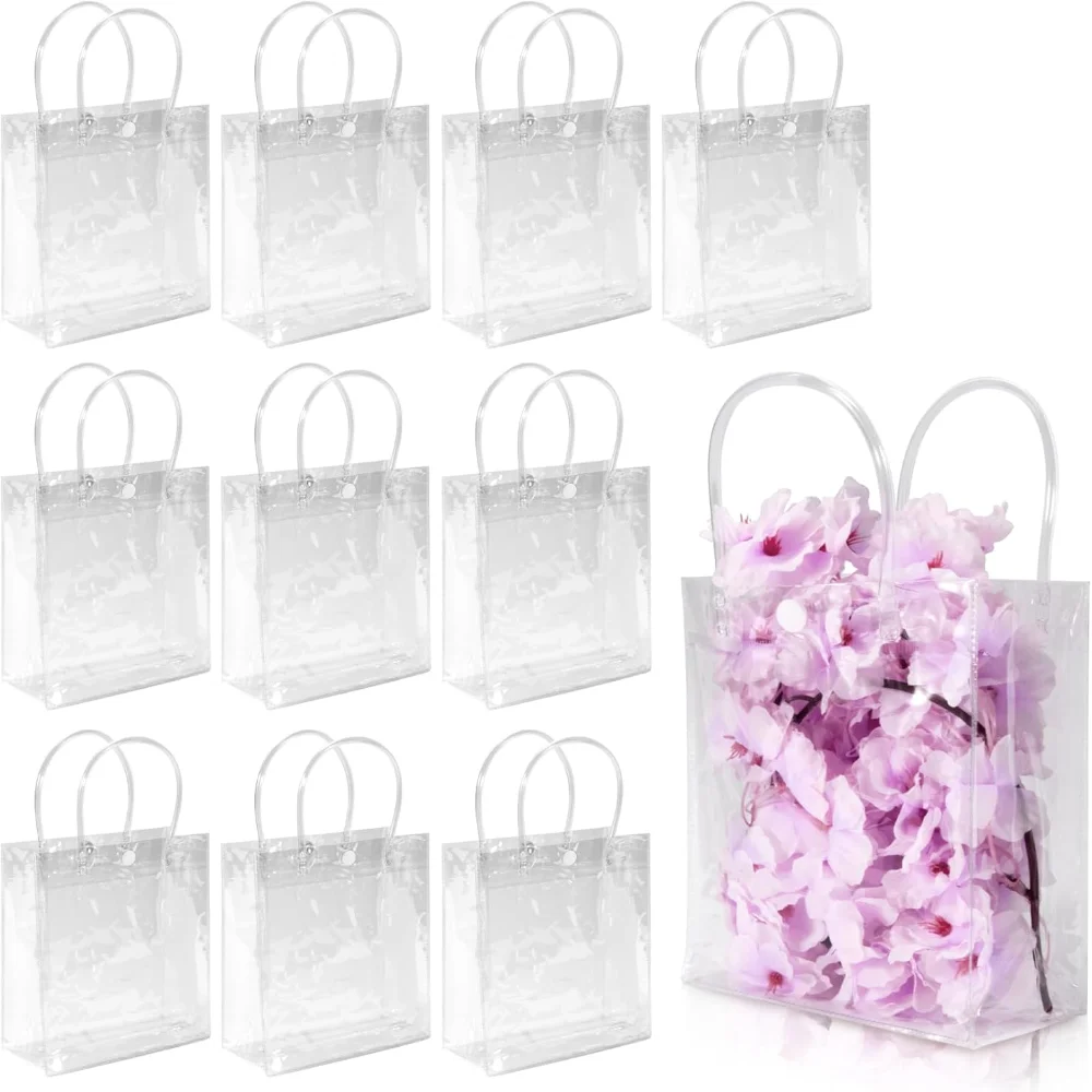 

Clear Pvc Gift Bags With Handles 10 Pvc Party Favor Bags Transparent Party Favour Plastic Gift Bags 5.9X6.29 Inches Clear Mini T