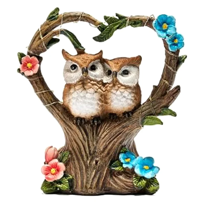 

Resin Solar Light Up Owl Bird Decor - Creatives Garden Resin Lovers Bird Ornaments - Valentine's Day Gift Crafts Easy To Use