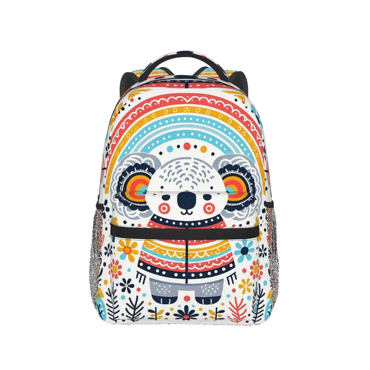 

Cute Folk Koala With Rainbow And Flowers Backpack Hot Sale Daypack Large Capacity Children BookBag School Bag Shoulder Bags