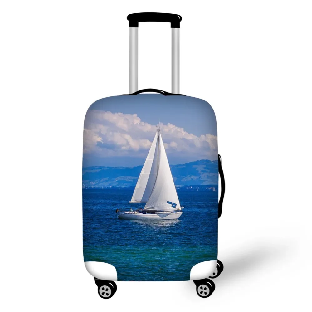 Sea ship sailboat print travel accessories suitcase protective covers 18-32 inch spandex luggage dust cover case stretchable