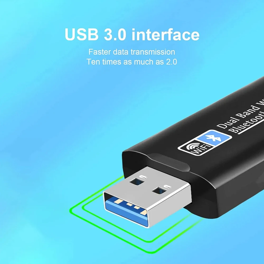 1300Mbps USB Wi-Fi Wireless Network Card Bluetooth 5.0 USB 3.0 Dongle 2.4G 5G Dual Band WiFi Card Receiver Adapter For PC Laptop