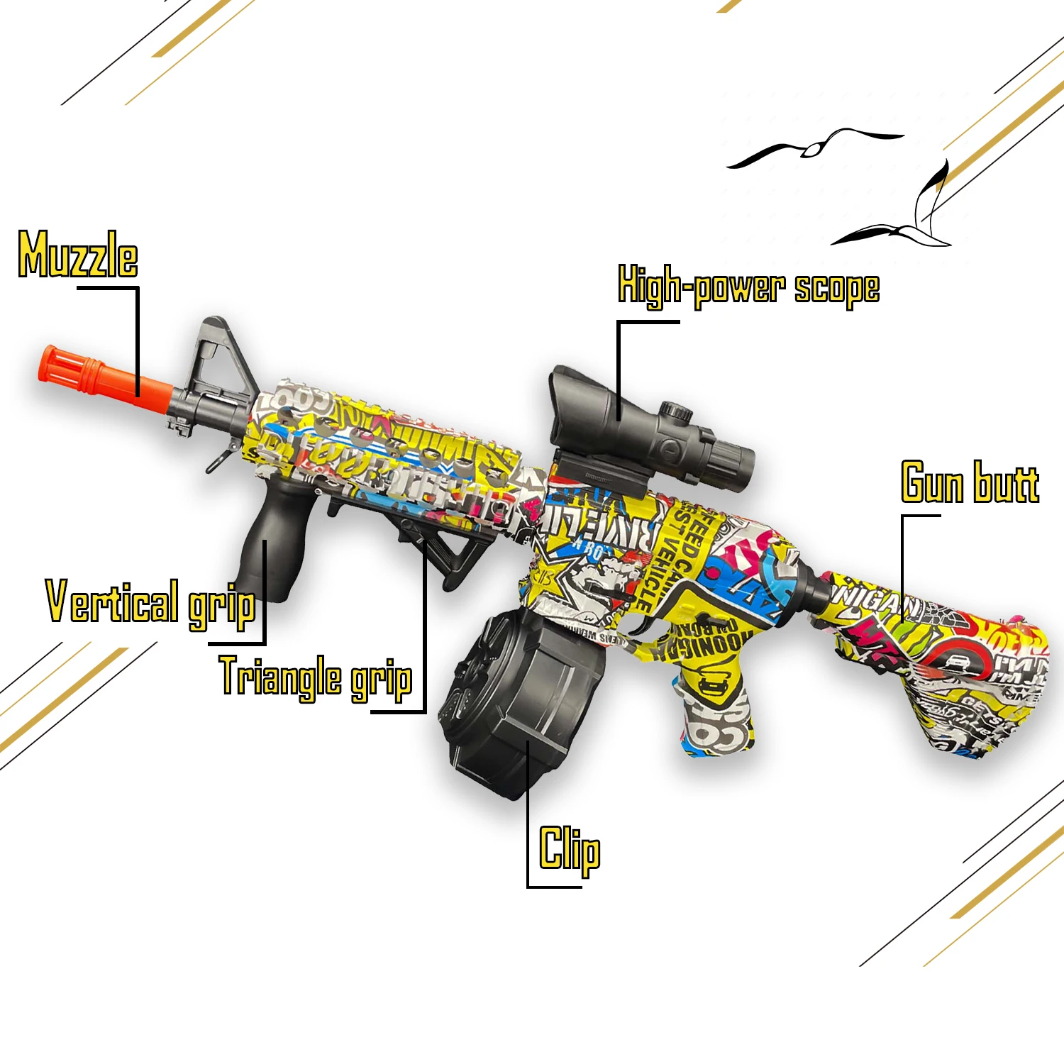 M416 gel ball toy gun with drum, manual and automatic modes, suitable for outdoor games and Christmas gifts bullets not include