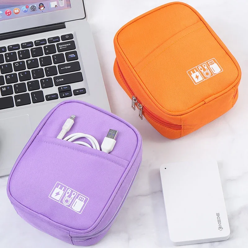 Portable Data Cable Storage Bag Waterproof Digital Electronic Organizer Travel USB Power Bank Charger Plug Storage Pouch