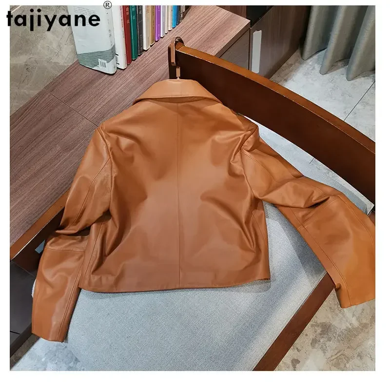 Tajiyane prawdziwa skórzana kurtka damska prawdziwa kurtka z owczej skóry 2023 krótkie modne skórzane kurtki kurtki skórzane jednorzędowe