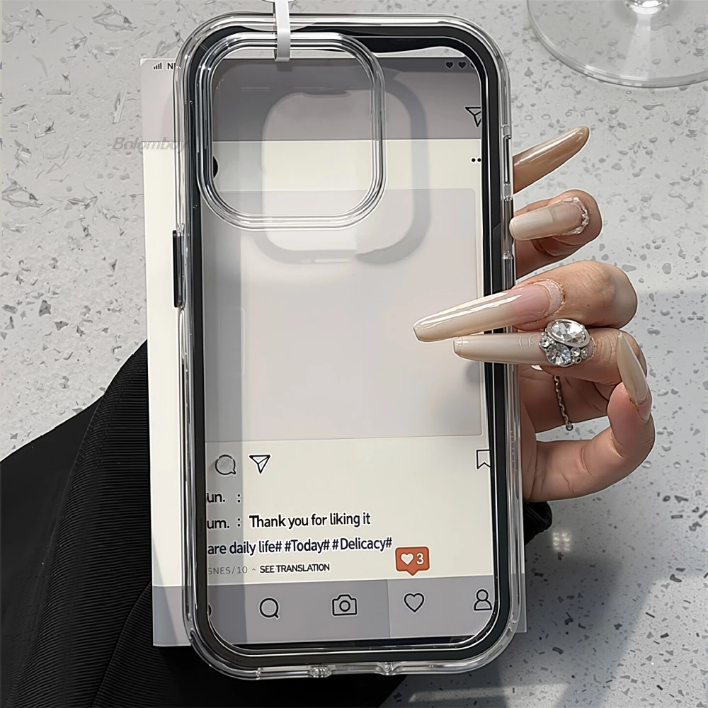 Luxury Candy Color Frame Clear Back Phone Case For iPhone 18 17 16 15 14 13 12 Pro Max 11 18Pro Acrylic Shockproof Bumper Cover
