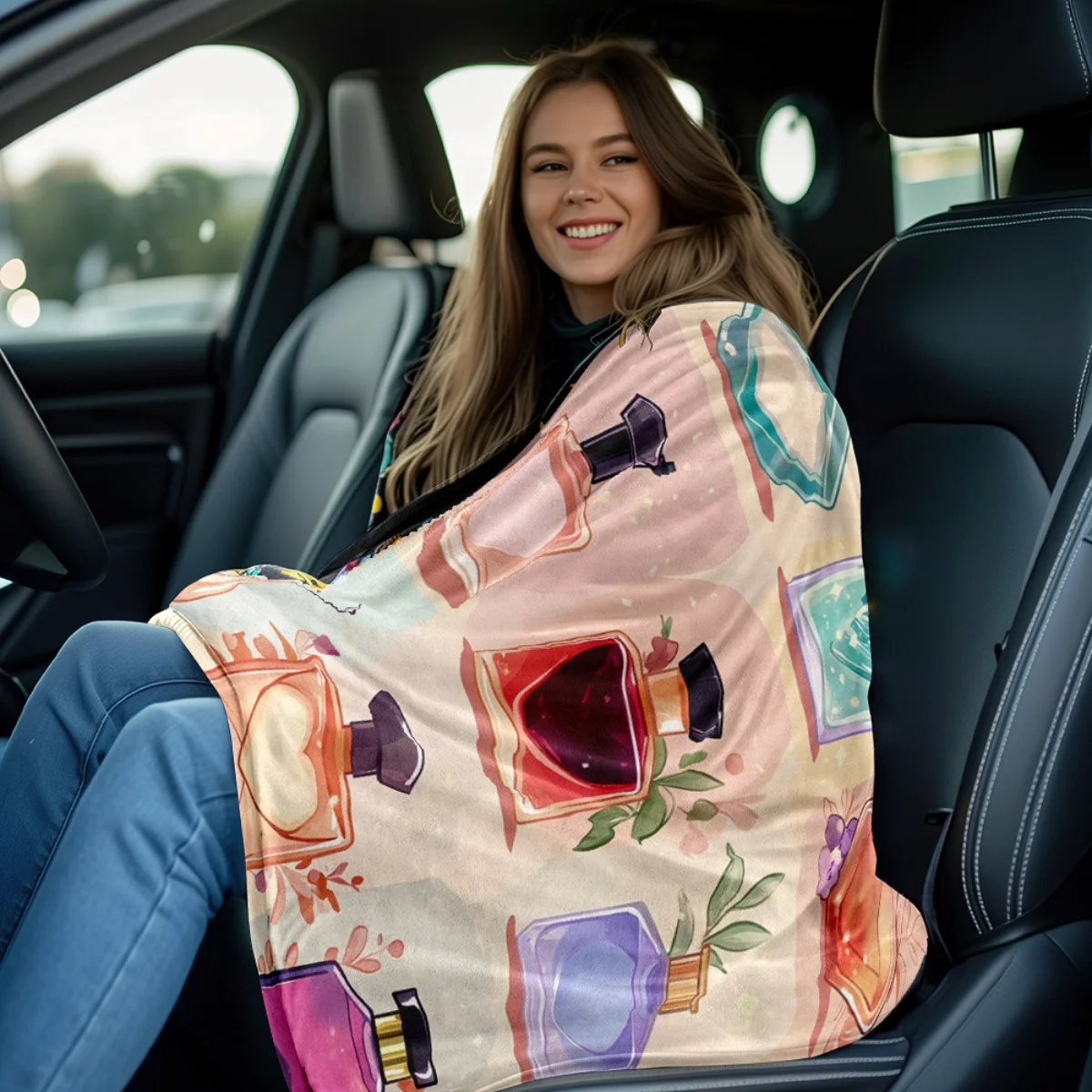 1 Perfume Bottle Art Flannel Blanket - Soft and warm, perfect for camping, sofas, beds, and chairs; a great holiday gift for boy