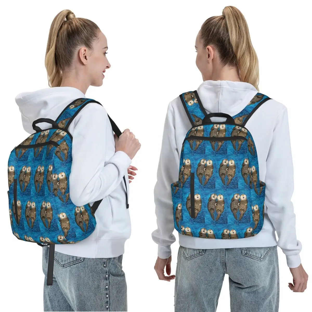 Otter CUTE SLEEP Backpack Daypack Large Capacity Boys Girls BookBag School Bag Shoulder Bags for Men Women