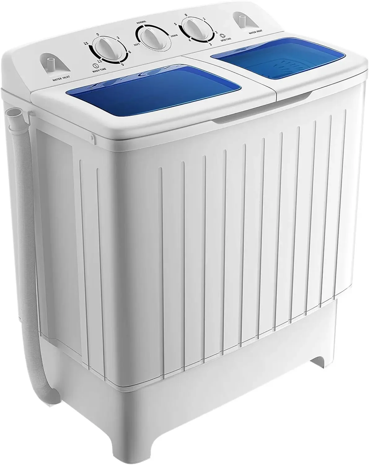 GT24267-PE, 20lbs Spinner Combo, 12lbs 8lbs Spinning, Compact Twin Tub Mini Washer for Apartment RV Dorms, Blue & White Portable