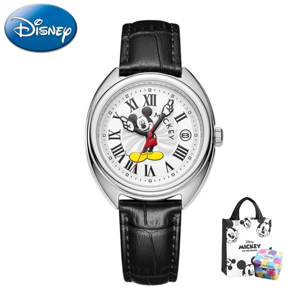 

Disney Mickey Mouse Children Watches Luminous Leather Quartz Wristwatch Boy Girls Birthday Gift Student Clock Young Men Women