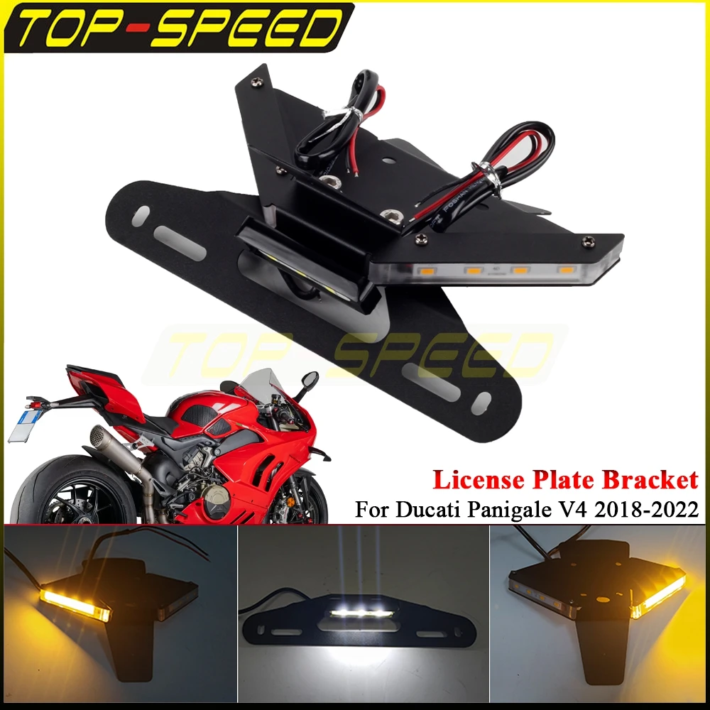 

Motorcycle Tail Tidy Fender Eliminator Kit For Ducati Panigale V4R/S License Plate Holder Turn Signal For Streetfighter V4/2 V4S