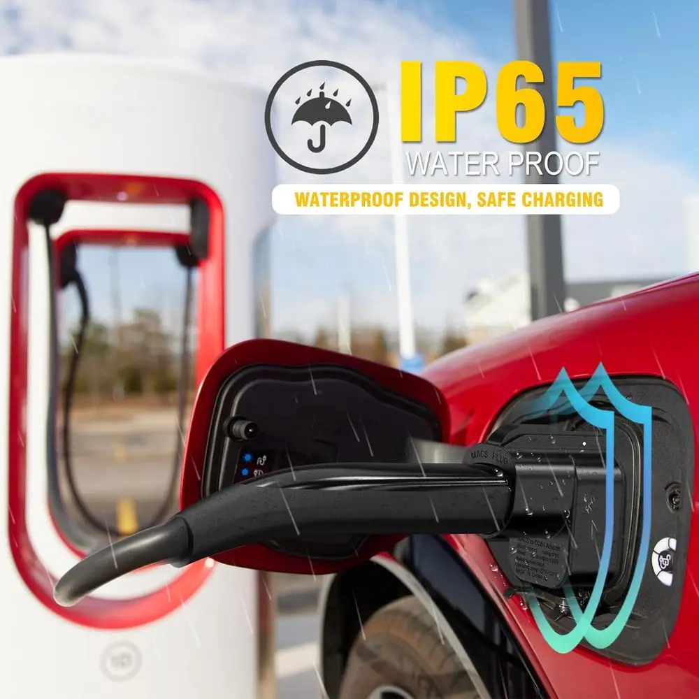 تم ترقيته لمحول الشاحن الفائق Tesla، محول NACS إلى CCS، 500A/1000V مناسب لشاحن V3/V4 Tesla Supercharger المتوافق مع Ford،