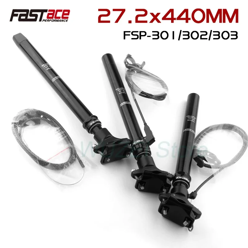 FASTACE-Telescopic Seatpost, Bicycle Dropper, 440mm Internal Routing, External Cable Remote, 27.2mm,  30.9mm, 31.6mm, 33.9mm