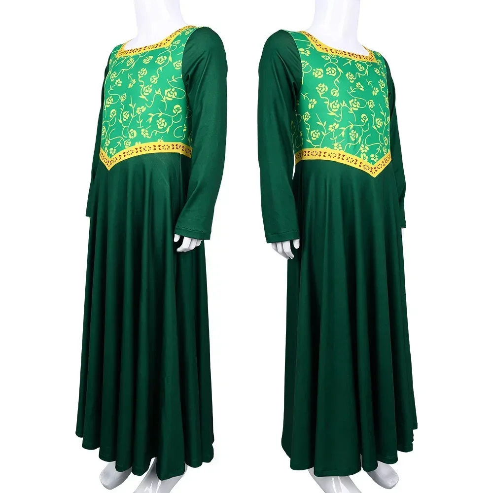 Anime Princess Green Dress Fiona Dress Shrek Cosplay Costume Halloween Fancy Fantasy Party Suit Roleplay for Adult Woman 009