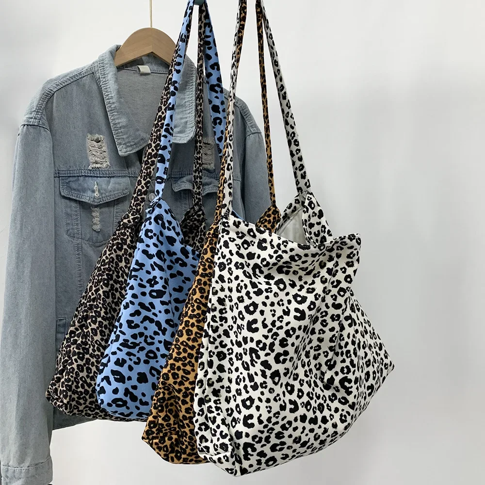

Y2k Leopard Print Floral Casual Canvas Bag Large Capacity Bag Female Japanese Lightweight Crossbody Bag Student Commuting Bags