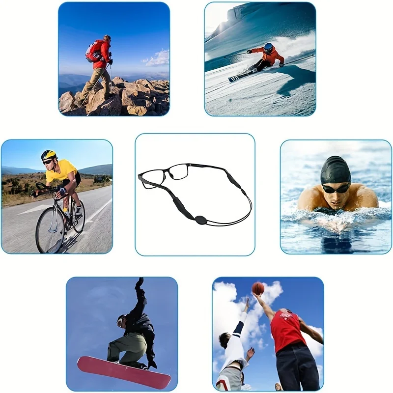 4 Pcs Classic Multi Functional Anti Lost Glasses Strap Black Adjustable Comfortable Glasses Holder For Reading And Sports