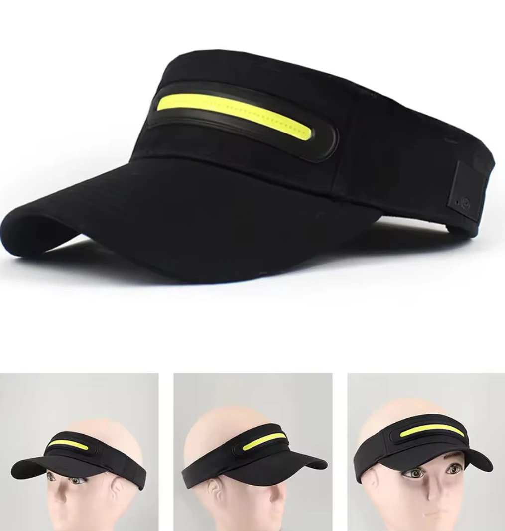 LED Cycling Hat with 40 Beads Headlight - Adjustable Night Glow Cap for Running/Fitness, Breathable Acrylic Fabric, Unisex Comfo