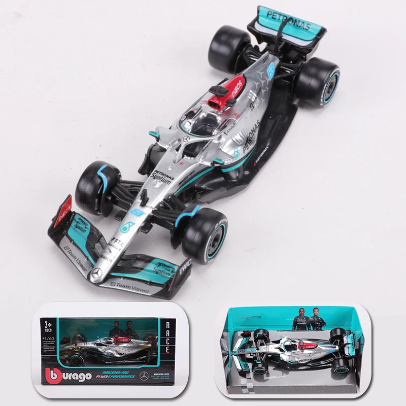 Bburago 1:43 Mercedes-AMG Benz F1 W13 44# 63# Race Car Alloy Simulation Model Of Automobile Hardcover Edition