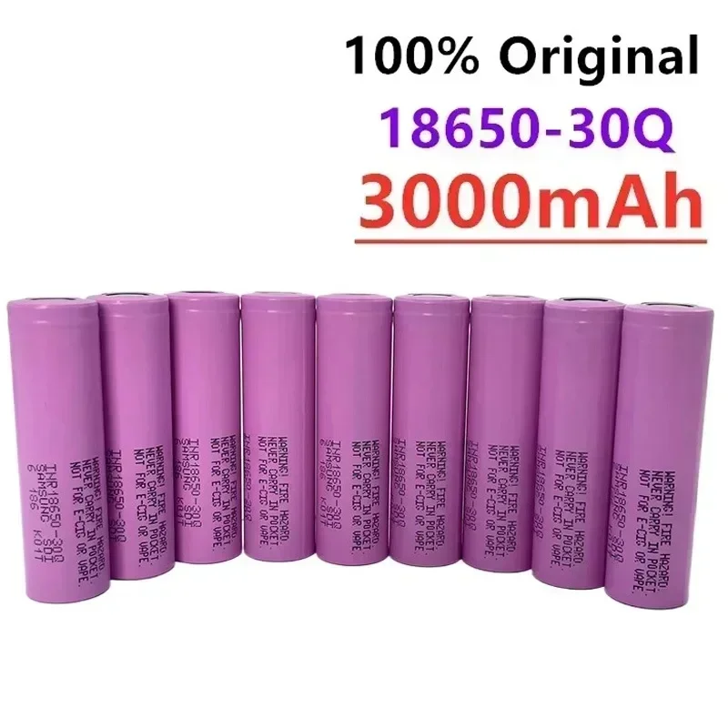 New INR18650 30Q 20A 3.7V 3000mah Rechargeable Lithium Ion Battery Replacement External Battery for Screwdriver 18650 Battery