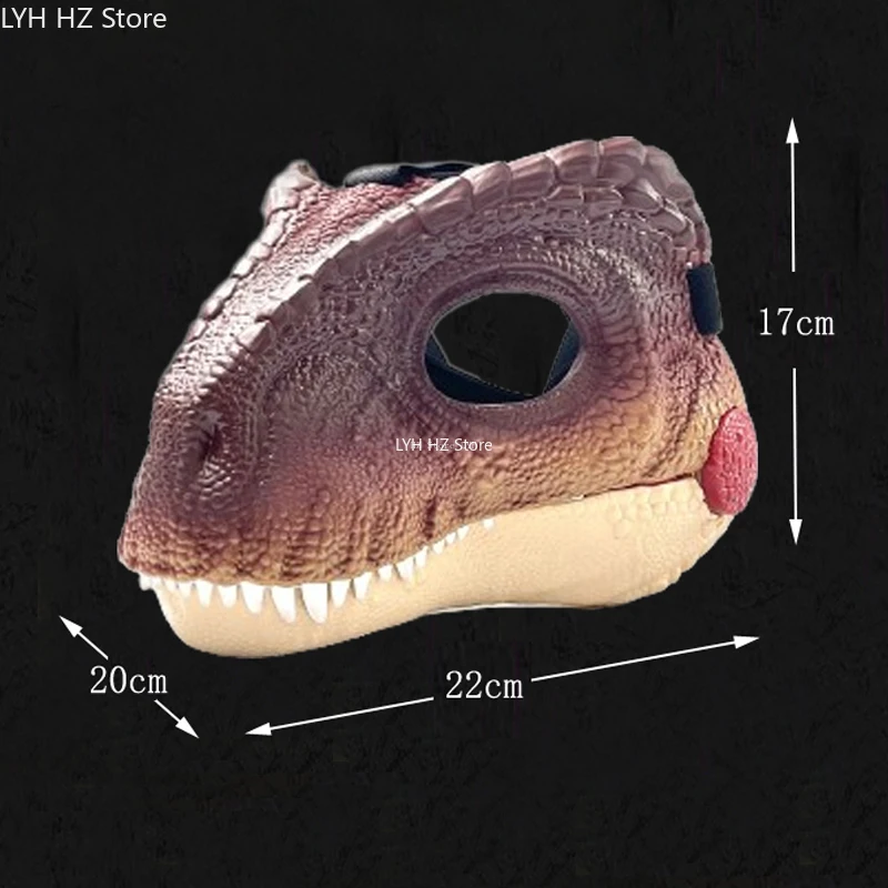 Máscara jurássica de dinossauro Giganotosaurus do domínio mundial, brinquedo inspirado em filmes com mandíbula de abertura, plástico rígido