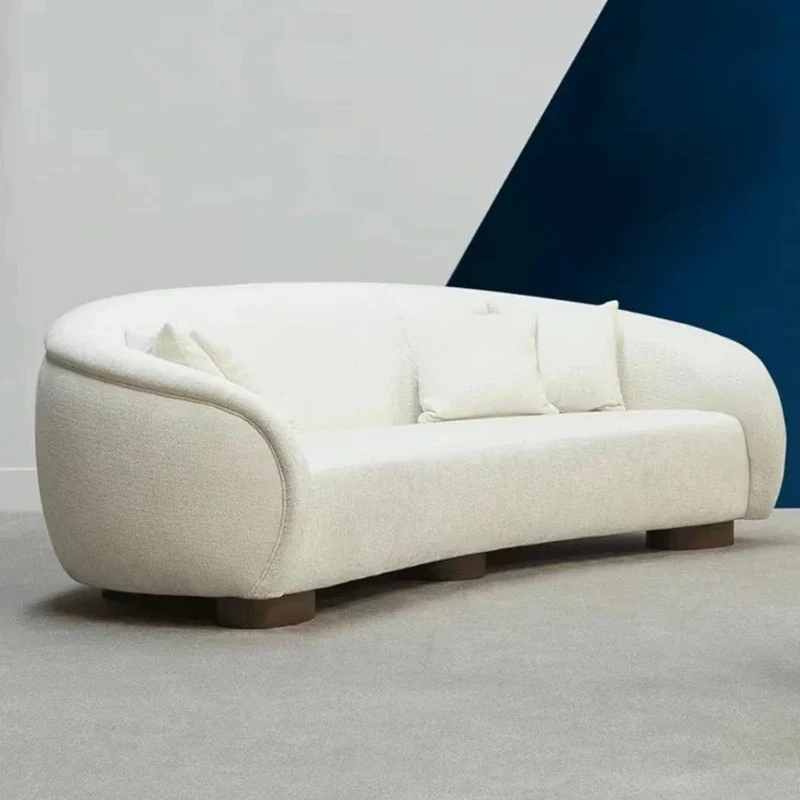 

A15 Скандинавский минимализм Маленькая квартира из овечьей шерсти Гостиная Кремовый стиль Современный минималистский салон красоты Магазин одежды Дуговой диван