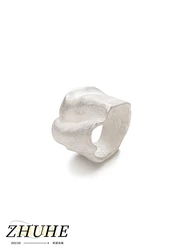 ZHUHE Wavy Geometric Opening Ring Cyberpunk Style For Women Men's Jewelry Accessories Party Gifts