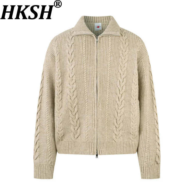 

HKSH осень-зима новый мужской винтажный повседневный вязаный свитер-кардиган трендовый отложной воротник элегантное модное пальто HK13999
