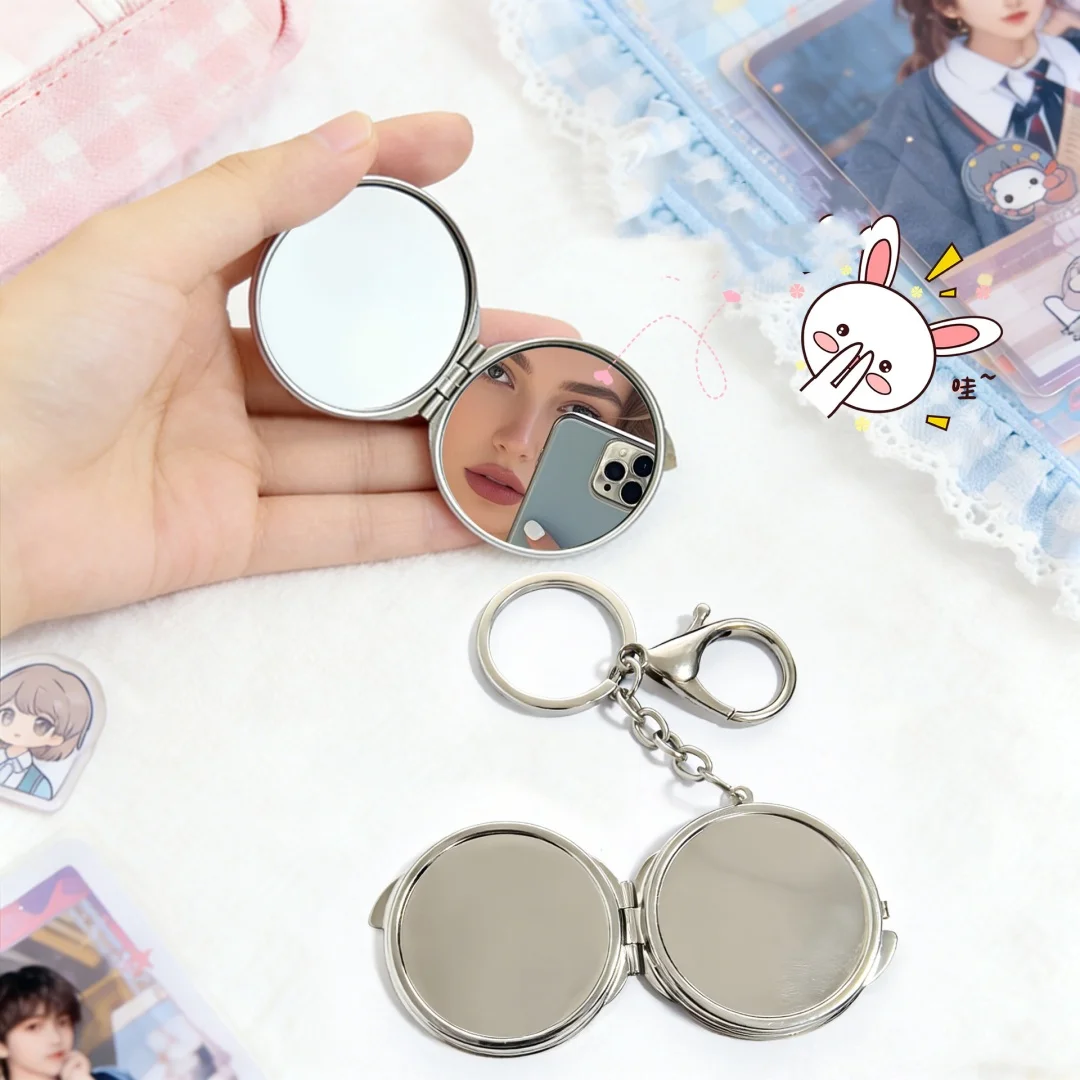 Portable Makeup Mirror Metallic Double Sided Pocket Mirror Metal Cosmetic Mirror High-Definition For Gift Bedroom Daily