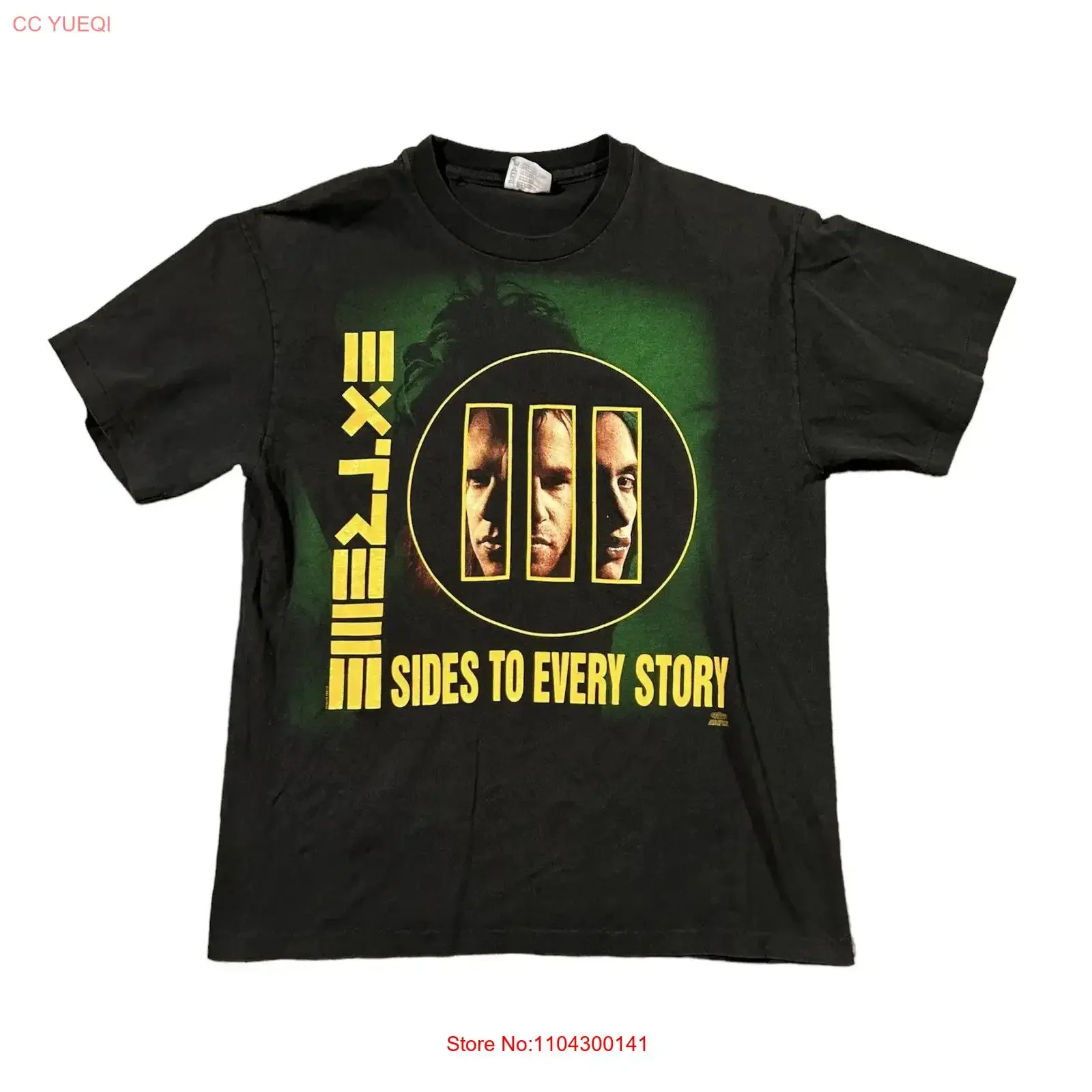 Camiseta VTG Extreme III Sides to Every Story Stop The World Tour 1992, estilo vintage dos anos 90, lavada, macia, com estampa gráfica de designer.