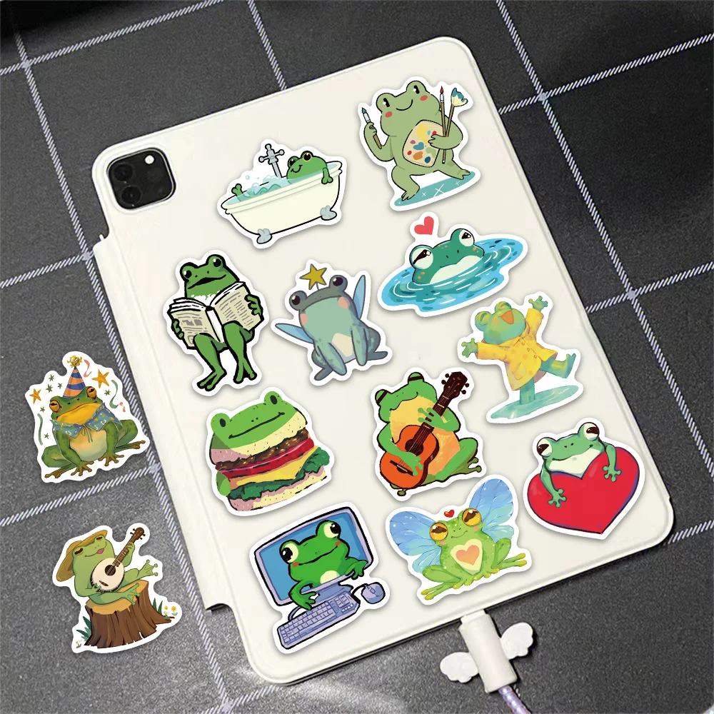 50pcs cute frog stickers cartoon decoration luggage guitar skateboard DIY decoration helmet PVC waterproof adhesive painting