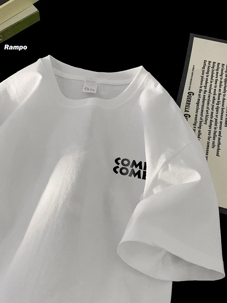 

Pure Cotton Summer Casual ort Sve T-irt Men's Letter Print f Sve Loose Fit Five Sve Breathable Comfortable