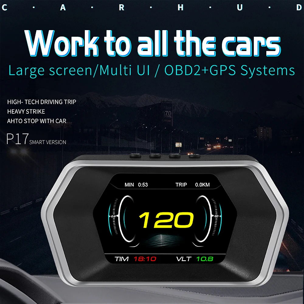 HUD Head Up Diaplay GPS System Car OBD2 Projector Monitor Display Turbo Speedometer Water&Oil Temp Gauge On-board computer P17