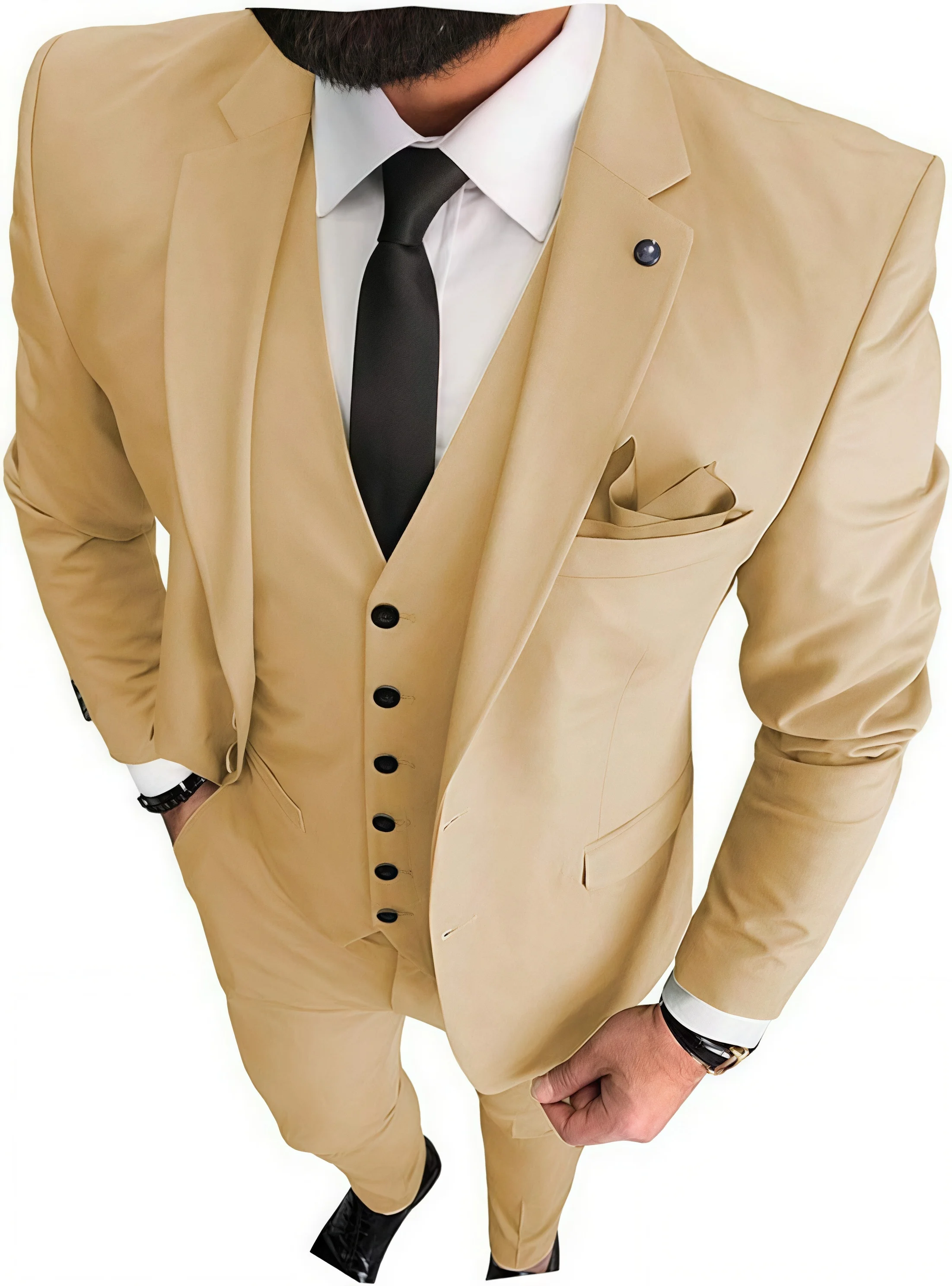 3 Pieces Men's Suits Slim Fit Single Breasted Real Pocket Men's Bussiness Suits For Wedding (Blazer+Vest+Pants)