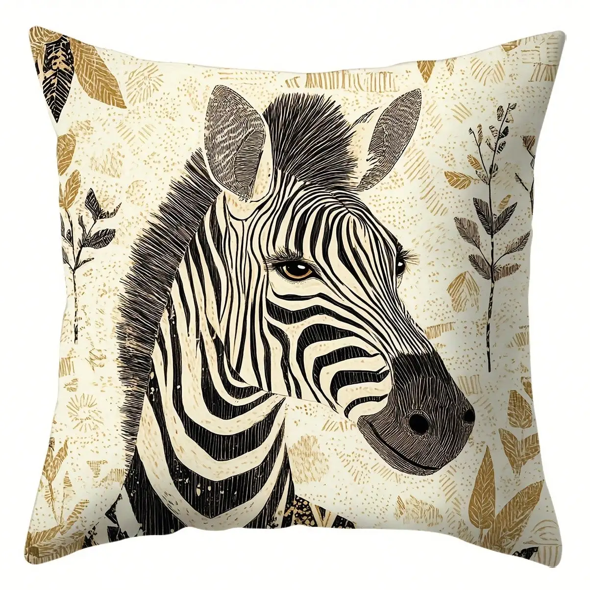 Animal Print Decorative Pillow Covers - African Giraffe, Tiger, Zebra & Leopard Designs, Single-Sided Printed, Envelope Closure, 18x18 Inch For Porch, Patio, Farmhouse, Living Room, Sofa, Bed, Car, Parties Decor, Room Decor