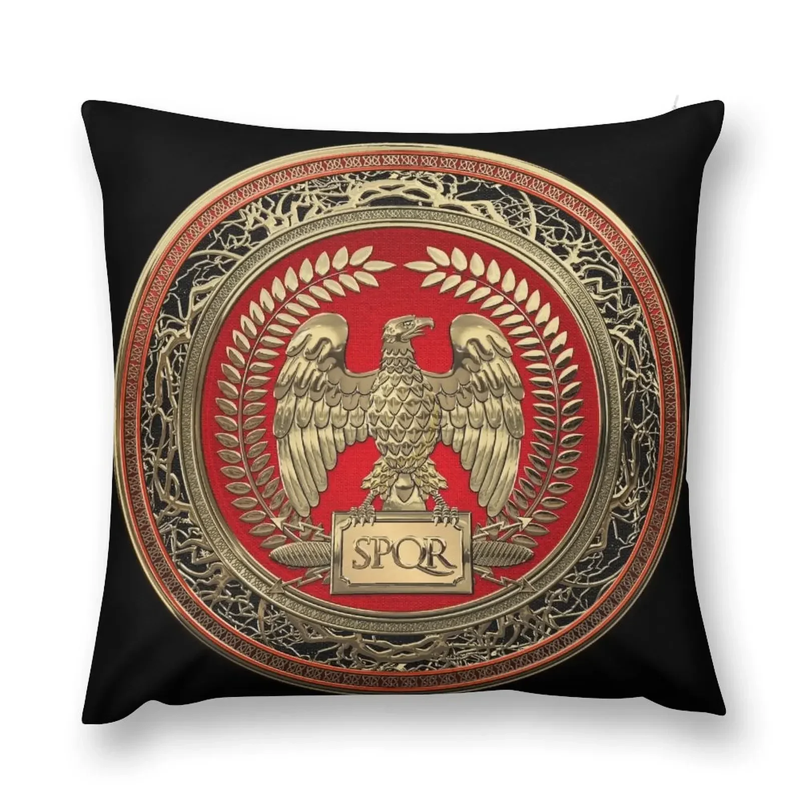 Gold Roman Imperial Eagle over Black Leather Throw Pillow Christmas Pillowcase Decorative Sofa Cushion pillow