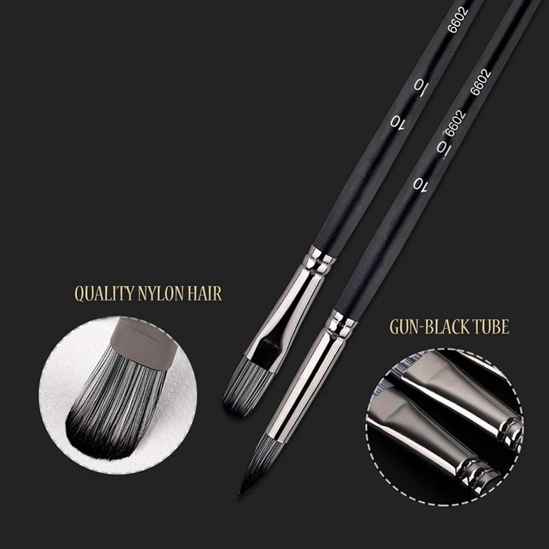 Set kuas cat 25 buah, kuas gagang kayu dengan wadah sikat kanvas, lukisan minyak profesional, akrilik dan cat air