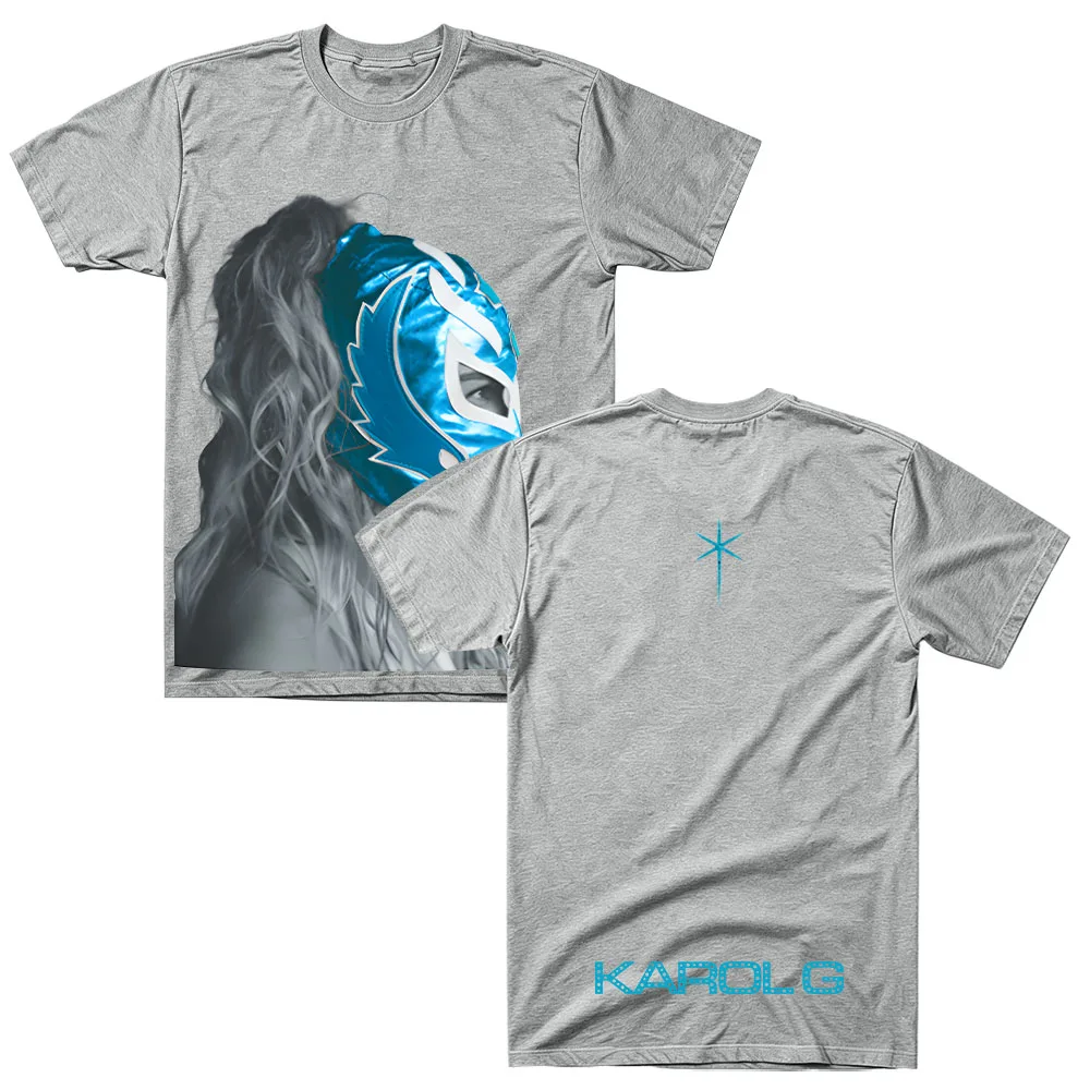 Limitierte Auflage Cream Luchador Mask Tee Karol G Mode Lässiges Bedrucktes T-Shirt Unisex Sommer Baumwolle Kurzarm O-Ausschnitt Oberteil – Detail 10