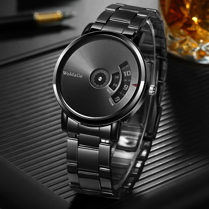 Fashion Womage Brand Full Stainless Black Man Student Wrist Watches