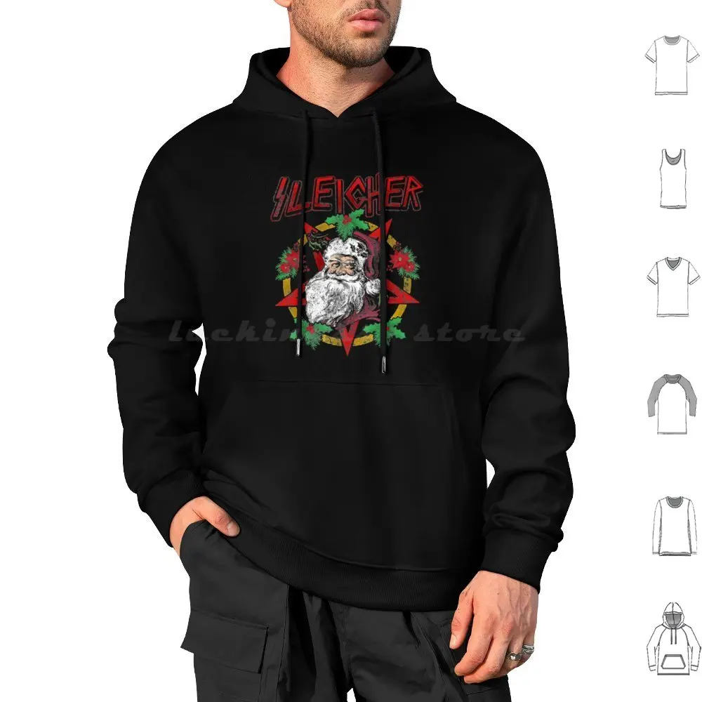 Sleigher Heavy Metal Santa Claus Christmas Xmas Hoodie cotton Long Sleeve Sleigher Heavy Sleigher Heavy Metal Santa