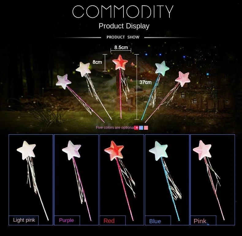 10pcs Star Magic Wand Angel Fairy Wands Sticks Rods Costume Cosplay Props Birthday   Gifts Party Favors  Wedding Festival