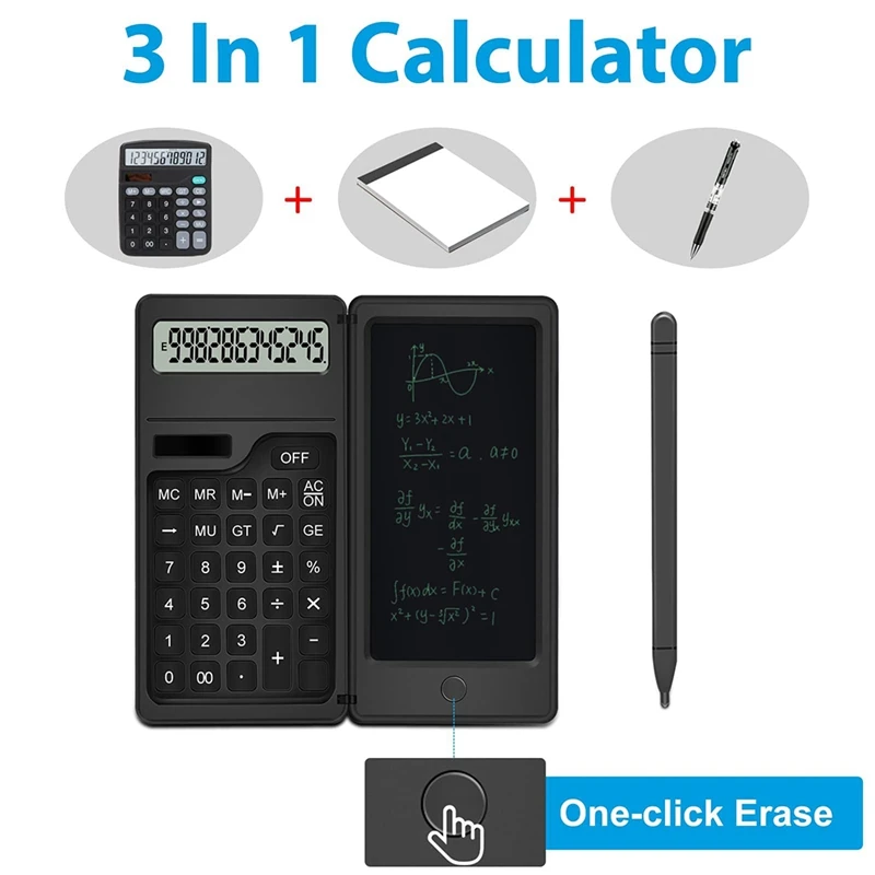 12 Digits LCD Display Calculator With Notepad Solar Desktop Calculator For Office, School And Home