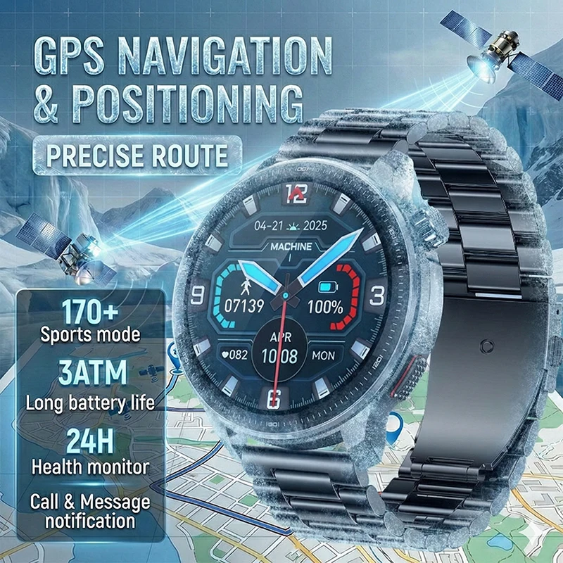 New GUHUAVMI 4GB Memory GPS Sports Smart Watch Offline Map 1.43