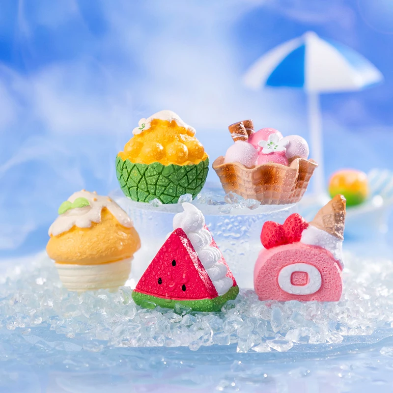 Cute Cartoon Miniature Re-ment Ice Cream Cup Figurine Crafts Figures Creative Decoration Desktop Small Ornaments Home Decoration